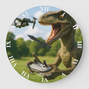 Grande Horloge Ronde Forêt de drones de Dinosaures mignons Imaginaires