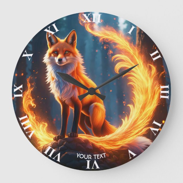 Grande Horloge Ronde Forêt de feu de Fox Vide Imaginaire (Recto)