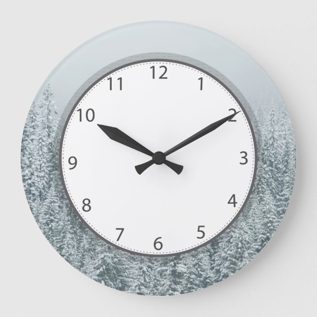 Grande Horloge Ronde Forêt de pin d'hiver (Recto)