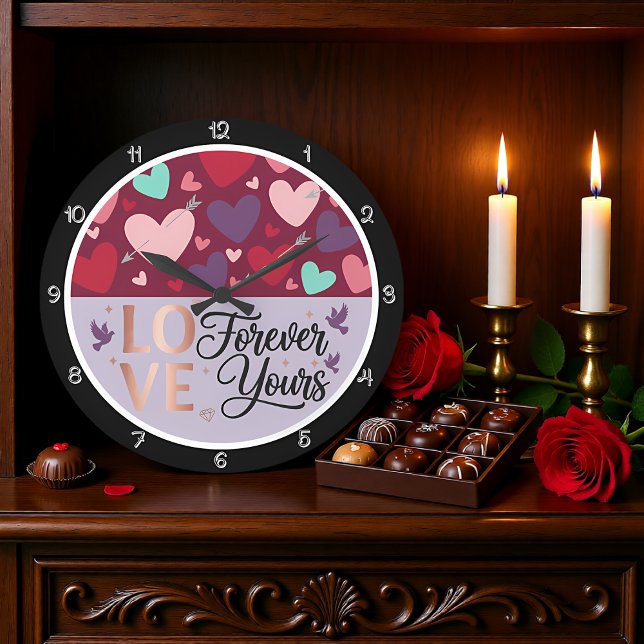 Grande Horloge Ronde Forever Yours Love Heart (Créateur téléchargé)