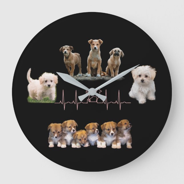Grande Horloge Ronde Forfait Chiens, forfait Chiens amusants (Recto)