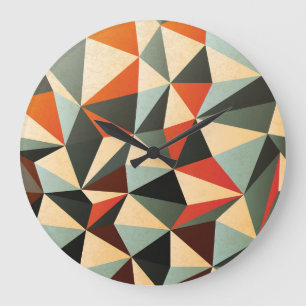 Grande Horloge Ronde Forme de diamant : Conception Vintage Abstraite
