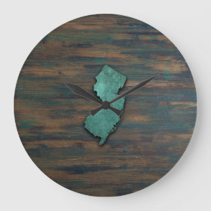Grande Horloge Ronde Forme de New Jersey Turquoise rustique