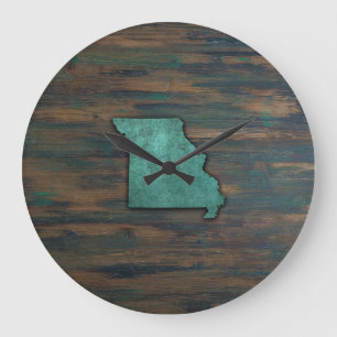 Grande Horloge Ronde Forme d'état du Missouri Turquoise