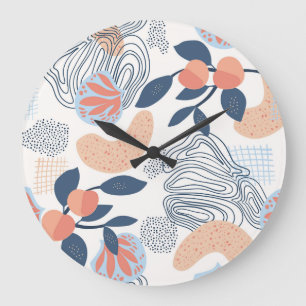 Grande Horloge Ronde Formes Abstraites nature Motif sans couture