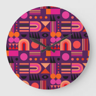 Grande Horloge Ronde Formes géométriques Abstrait Motif sans couture.