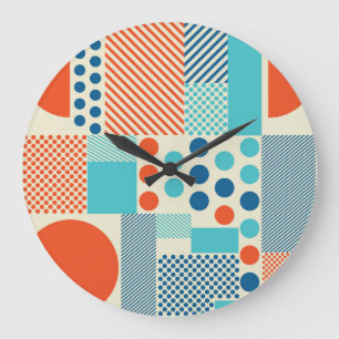 Grande Horloge Ronde Formes géométriques, Motif d'art moderne.