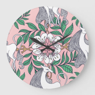 Grande Horloge Ronde Fox Motif : Vintage lunatique sans couture