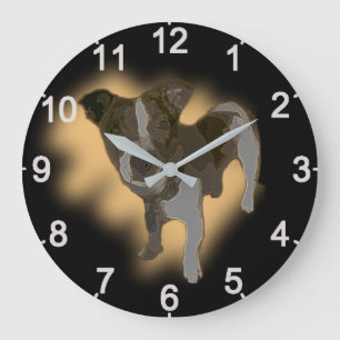 Grande Horloge Ronde Fox Terrier Watercolor, Clock