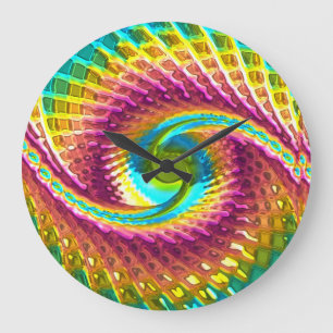 Grande Horloge Ronde Fractal Glass 7 Options Wall Clocks