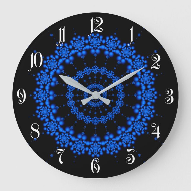 Grande Horloge Ronde fractale bleue (Recto)
