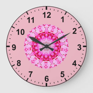 Grande Horloge Ronde Fractale de géranium rose