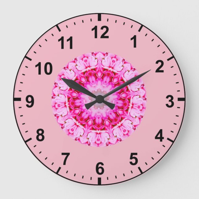 Grande Horloge Ronde Fractale de géranium rose (Recto)