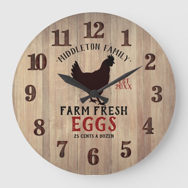 Grande Horloge Ronde 🥚 frais de ferme 🐓 oeufs (Recto)