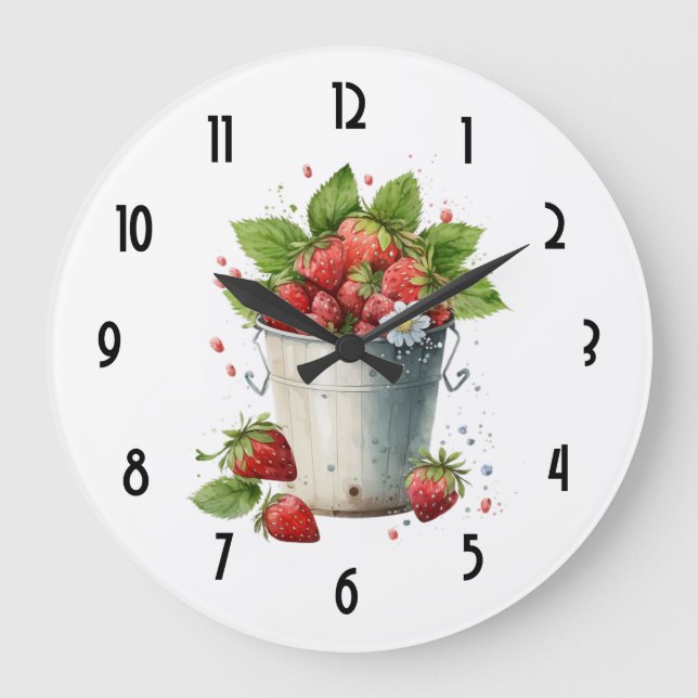 Grande Horloge Ronde Fraises dans un seau (Recto)