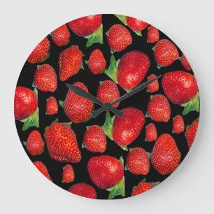 Grande Horloge Ronde Fraises rouges délicieuses,