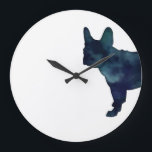 Grande Horloge Ronde Français Bulldog Noir Aquarelle Silhouette<br><div class="desc">Cette silhouette peut également représenter : French Bulldog,  Frenchie,  Boston Terrier,  American Gentleman,  Bostie,  Frog Dog,  Clown Dog,  Bat Ears,  Toy Bulldog,  Brachycéphalic,  Clown Prince of Dogs,  Klun,  Frenchy,  Dentelle,  Bulldogge,  chien de compagnie,  race de jouet,  FBD</div>
