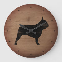 Français Bulldog Silhouette Faux Wood Style rustiq