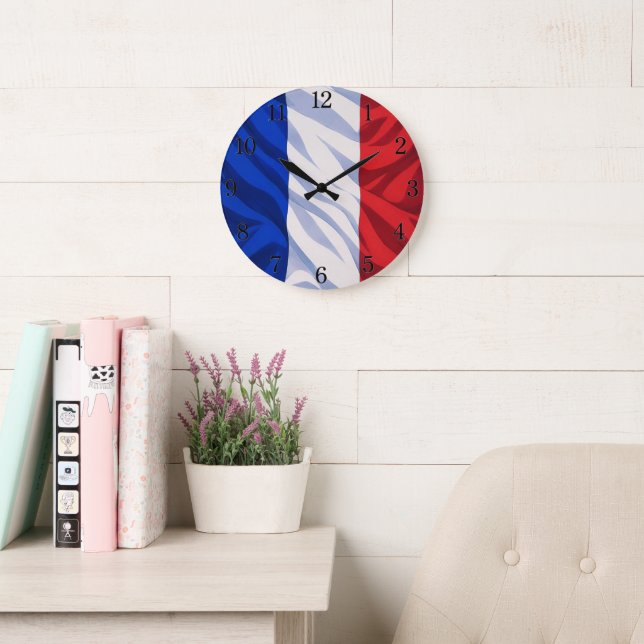 Grande Horloge Ronde France Flag Wall Clock (Illustrated Version) (Salle de lecture)