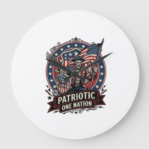 Grande Horloge Ronde Frankenstein patriotique brute de liberté Monstre 