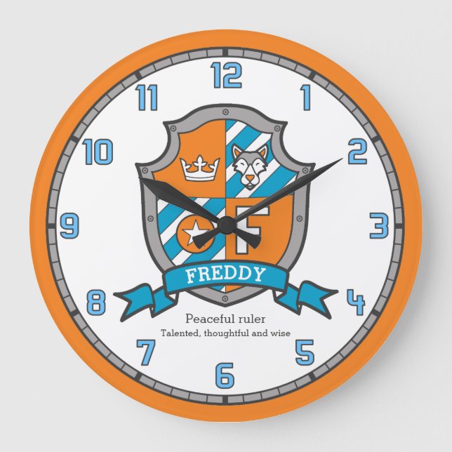 Grande Horloge Ronde Freddy boys name meaning dog shield orange (Recto)