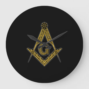 Grande Horloge Ronde Freemason (noir et or)