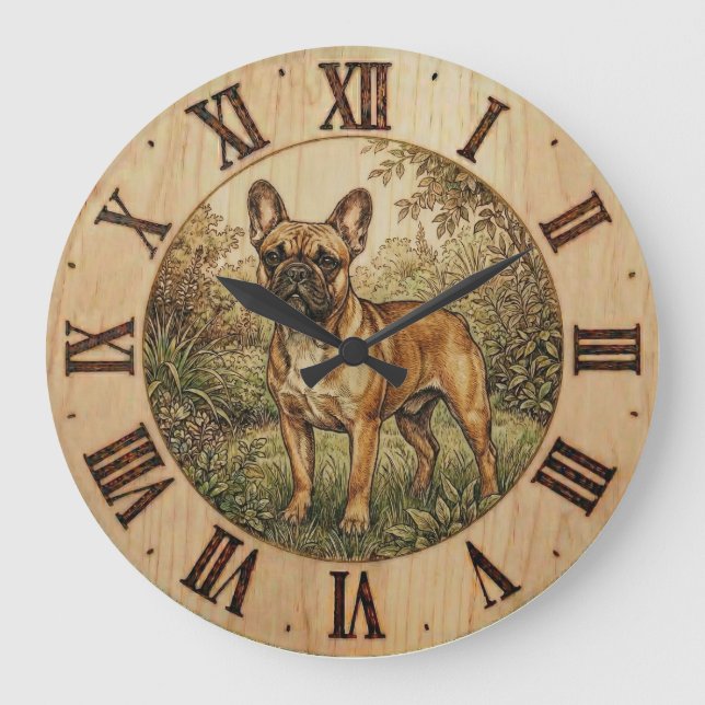 Grande Horloge Ronde French Bulldog Wall Clock - Urban Pet Decor (Recto)