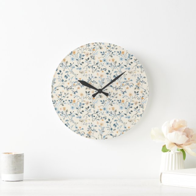 Grande Horloge Ronde French Retro Spring Botanical Floral Wall Clock (Maison)
