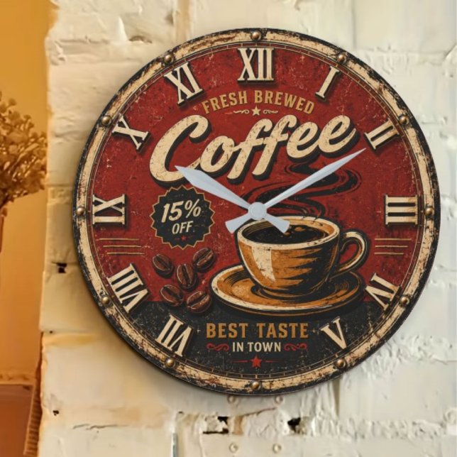 Grande Horloge Ronde Fresh Brewed Coffee (Créateur téléchargé)