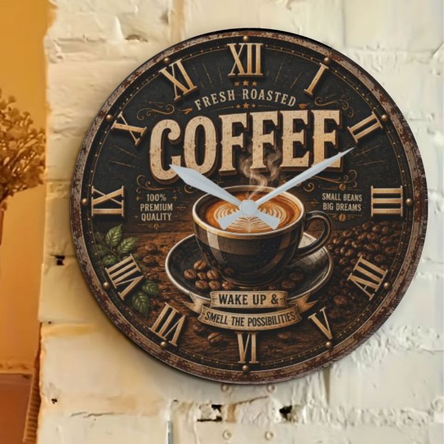 Grande Horloge Ronde Fresh Roasted Coffee  (Créateur téléchargé)
