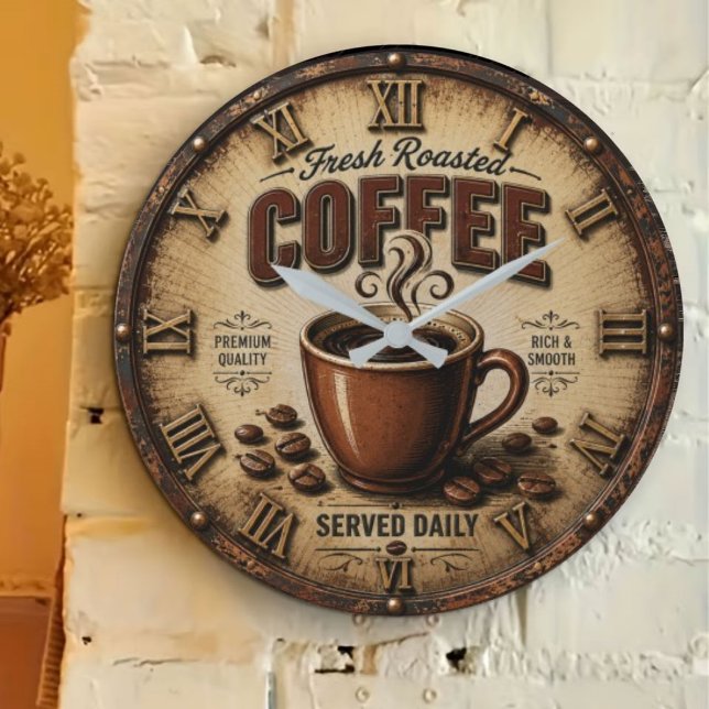 Grande Horloge Ronde Fresh Roasted Coffee (Créateur téléchargé)