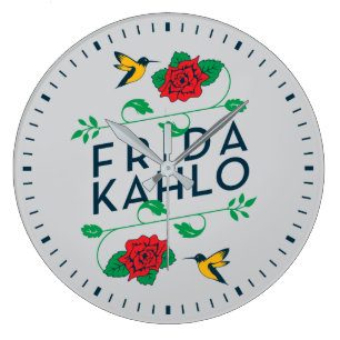 Grande Horloge Ronde Frida Kahlo   Typographie florale