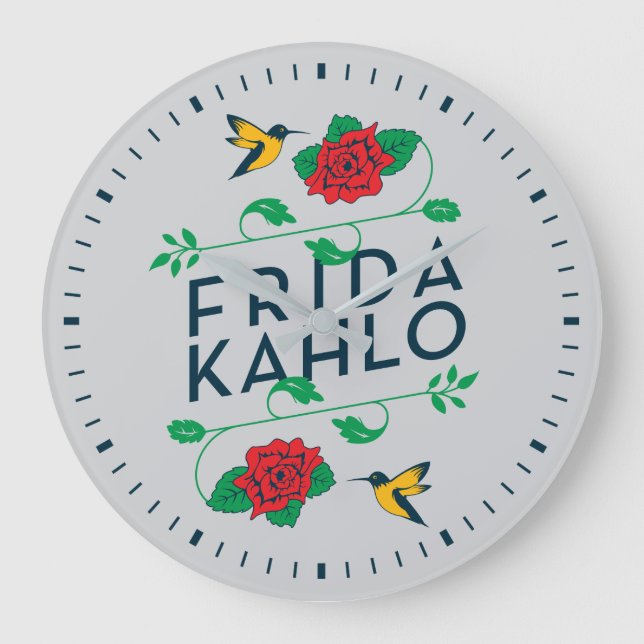 Grande Horloge Ronde Frida Kahlo | Typographie florale (Recto)