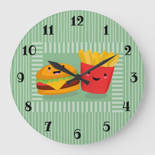 Grande Horloge Ronde Fries de hamburger de cuisine rapide (Recto)