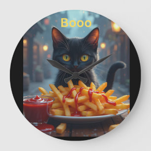 Grande Horloge Ronde frites de citrouille d'Halloween avec sauce tomate