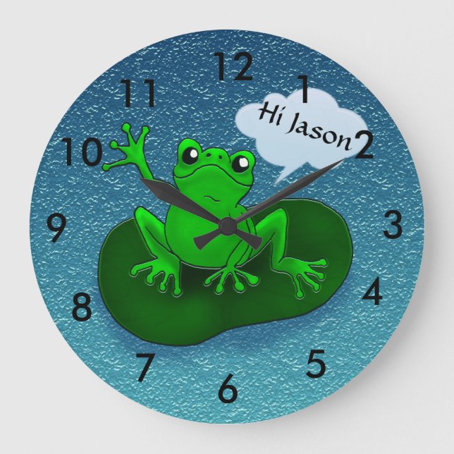 Grande Horloge Ronde Frog illustration sur a leaf (Recto)