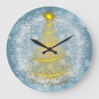 Grande Horloge Ronde Frost & Glow Holiday Clock – Snowflake Wall Clock