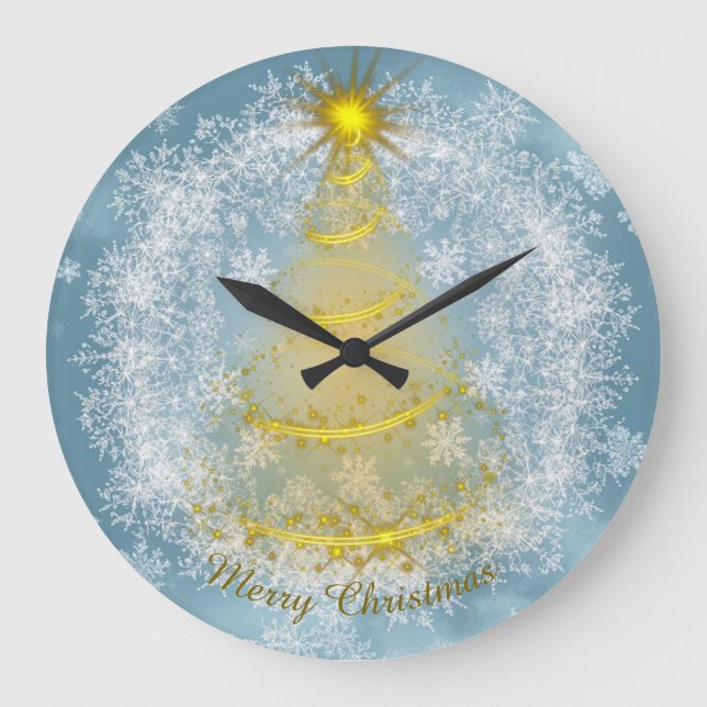 Grande Horloge Ronde Frost & Glow Holiday Clock – Snowflake Wall Clock (Recto)