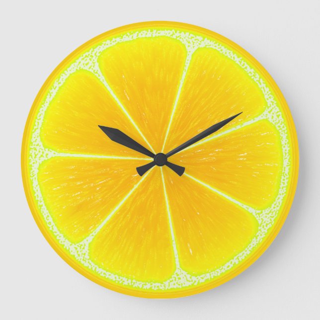 Grande Horloge Ronde Fruit Citrus jaune citron tranche (Recto)