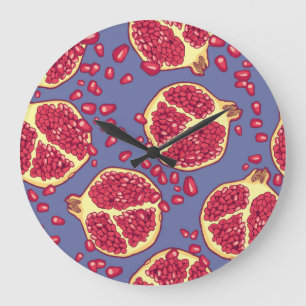 Grande Horloge Ronde Fruit de grenade Conception Motif transparente