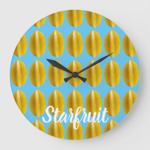 Grande Horloge Ronde Fruit Motif de carambola de Starfruit pour le végé