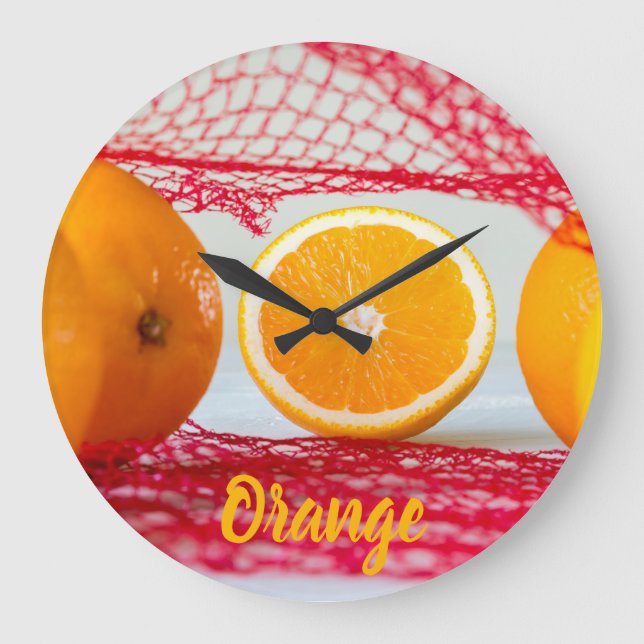 Grande Horloge Ronde Fruit orange pour végétalien et végétalien (Recto)