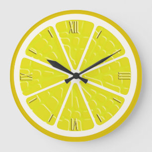 Grande Horloge Ronde Fruit stylisé citron
