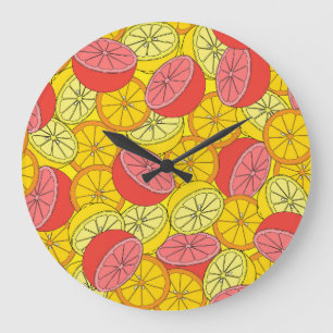 Grande Horloge Ronde Fruits d'agrumes Motif transparent