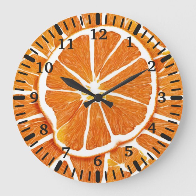 Grande Horloge Ronde Fruits d'agrumes orange (Recto)