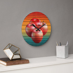 Grande Horloge Ronde Fruits de pomme vintage nourriture saine
