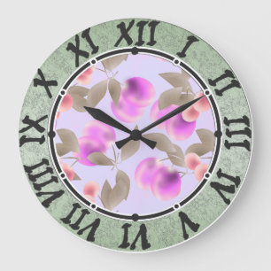 Grande Horloge Ronde Fruits de prune clair sans soudure cerise de baies