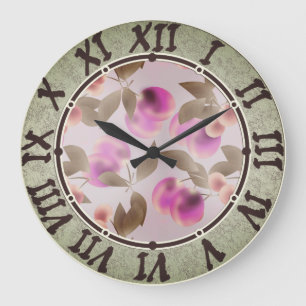 Grande Horloge Ronde Fruits de prune légère et transparente baies pou