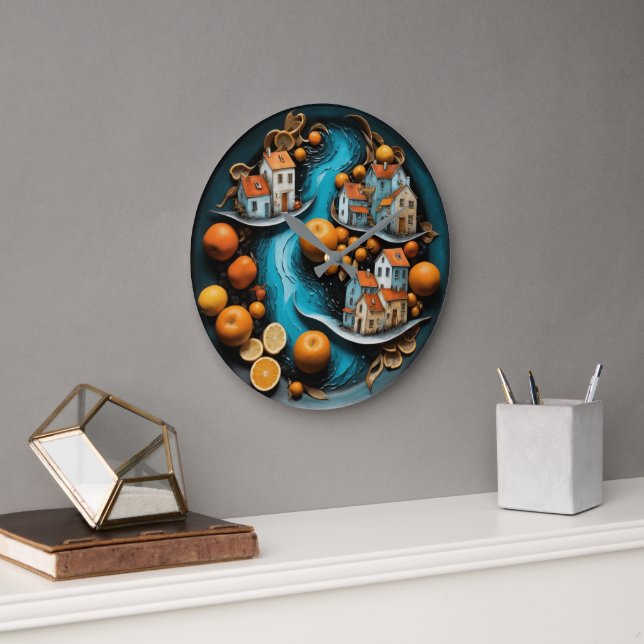 Grande Horloge Ronde Fruits naturels (Bureau)