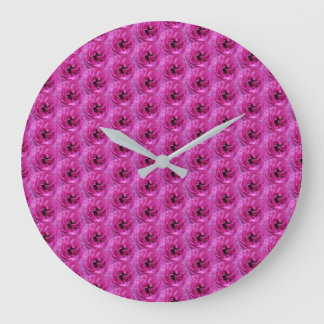 Grande Horloge Ronde Fuchsia Ranunculus - Design Floral moderne